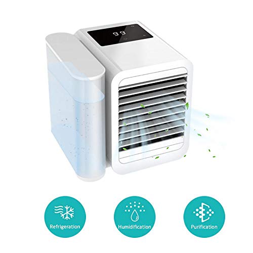 Volwco Personal Space Air Cooler, Mini Air Cooler, 3 in 1 USB Personal Space Portable Air Conditioner, Humidifier & Purifier with 1-99 Speed Regulation for Quick Cool Home Office Desk Bedroom Outdoor