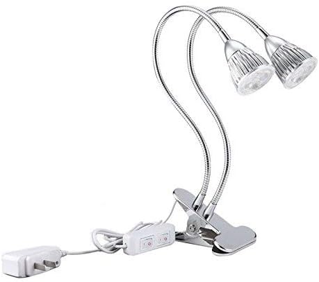 LED Grow Lights, 10W Desk Clip Dual Head Plant Grow Light with 360 Degree Flexible Gooseneck for Indoor Plants Hydroponics Greenhouse
