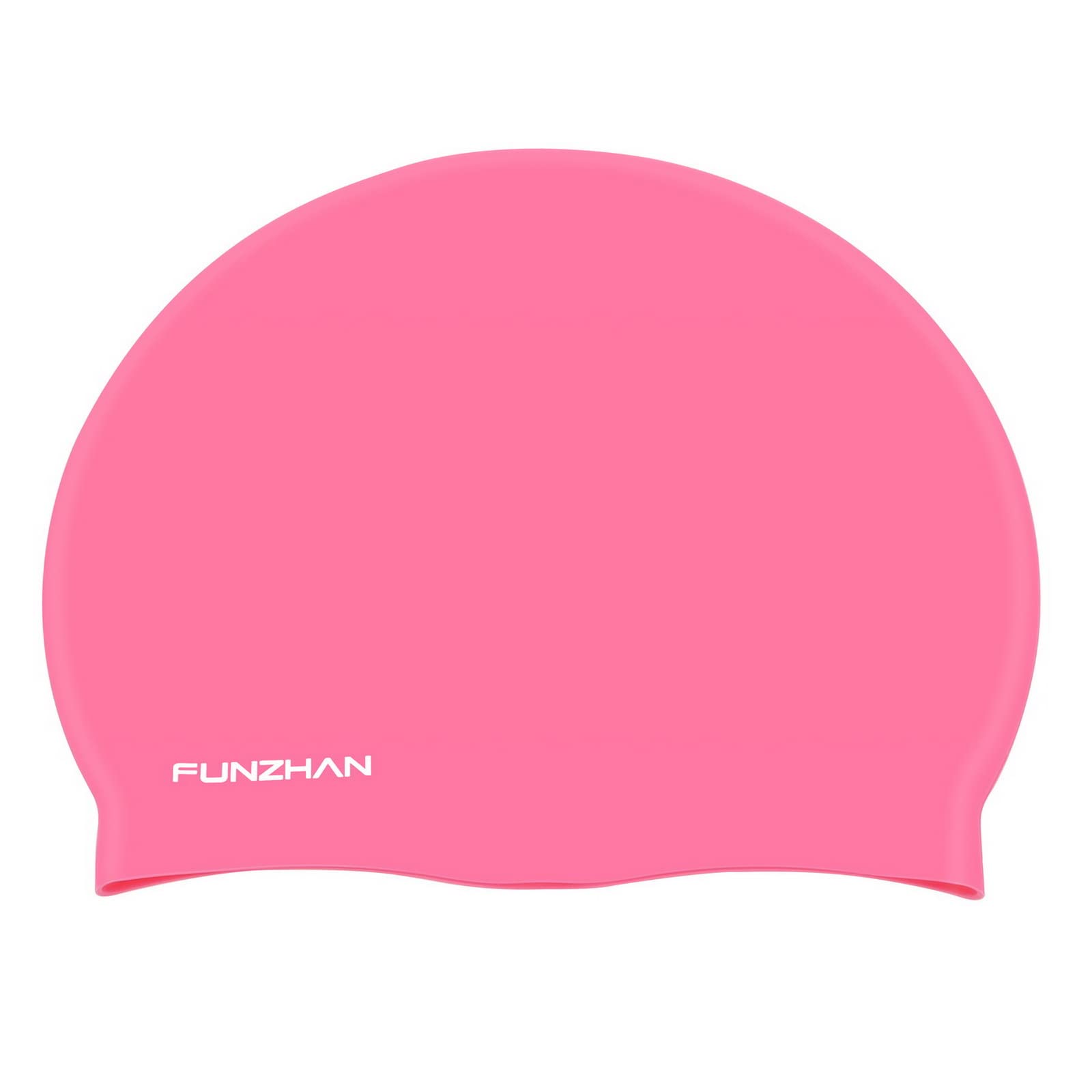 Funzhan Swim Cap High Elasticity Training&Racing Swimming Hat Curly Hair Long Hair Non-Slip Comfortable Waterproof Swimming Cap (Pink)