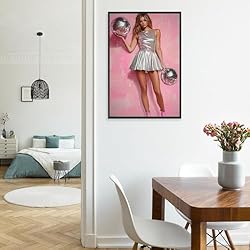 Vintage Funky Disco Ball Hot Girl Canvas Wall Art