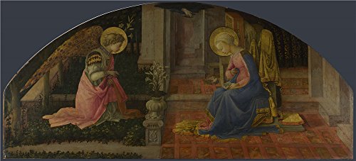 Oil Painting 'The Annunciation About 1450-3, Fra Filippo Lippi' 16 x 35 inch / 41 x 90 cm , on High Definition HD canvas prints is for Gifts And Dining Room, Game Room And Home Office decor, toart