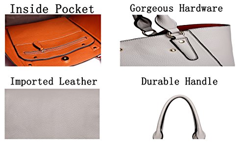 Obosoyo Women's Waterproof Handbags ladies Synthetic Leather Tote Shoulder Bags Fashion Travelling Mommy Soft Hot Gray