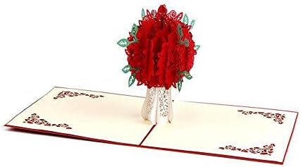 lilliCraftGift 3D Pop Up Greeting Papercraft Cards with Envelope Loving Rose Flower for Valentine Birthday Thanksgiving New Year's Christmas
