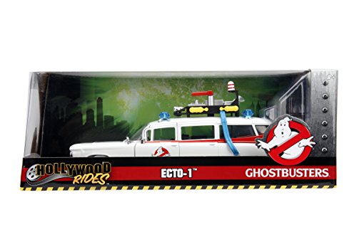 Jada Toys Hollywood Rides: Ghostbusters Ecto-1 Die-Cast Collectible Toy Model Car/Vehicle, White, 1:24 Scale