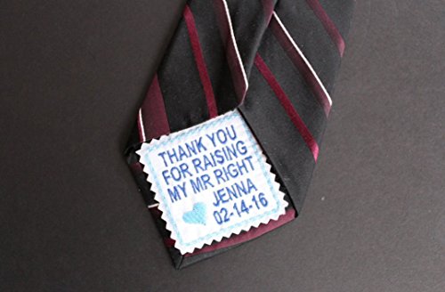 IRON-ON or Sew-on wedding tie patch for Father in Law, father of the groom, wedding tie label, wedding favor. Best gift, square, thank you for raising. Custom made, embroidered, personalized. TPR11