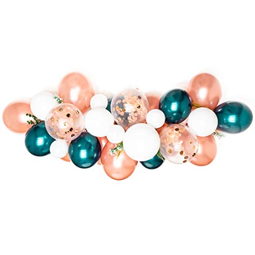 BALONAR Garland Balloons Party Deocrations Balloon Chain Supplies Latex Balloon Garland of Assorted Green Metallic Balloon with Pre-Filled Confetti Balloon Party Balloon for Wedding Supplies Ceremony - Thumbnail 2
