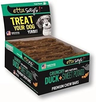Etta Says Natural Crunchy Duck and Sweet Potato Premium Chew Bars - 12 Count Box by Etta Says