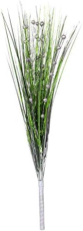 Springsmiths Artificial Glitter Pine Ball Grass Spray- Silver & Green