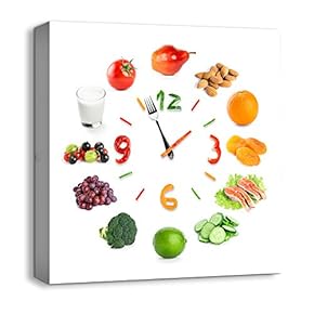 Canvas Wall Art Abstract Cute Clock Painting Artwork for Home Prints Framed - 12x12 inches