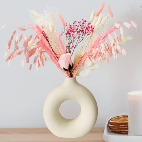 2023 Upgraded - 30pcs White And Pink Pampas Grass Bouquet, Cake Decorations Flowers, Wedding Cake Topper, Dried Flowers Cake Decoration, Pink Bedroom Decor Aesthetic, Decorative Home Accessories