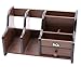 PAG Wood Desk Organizer Office Supplies Caddy 3 Upright File Holder with Drawer,Brown