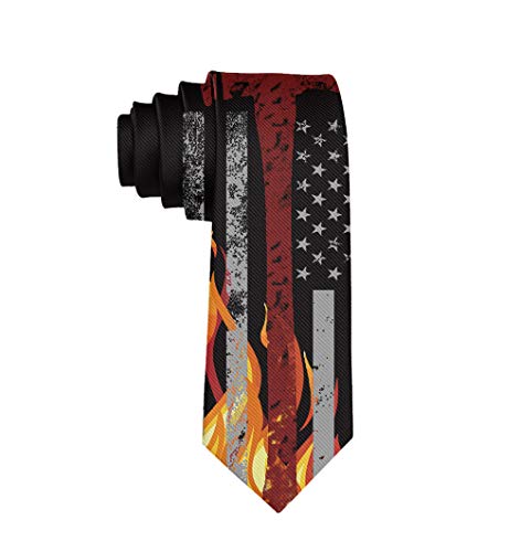 Casual Gentleman Tie Firefighter Red Thin Flag Necktie Gift Formal Party Dress Business Weeding Tie