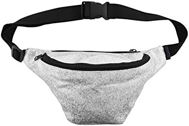 KANDYPACK Glitter Fanny Pack with Hidden Pocket Perfect for Raves and Festivals (Silver)