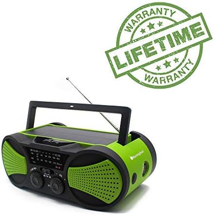 Emergency Crank NOAA Weather Radio, Audio Speaker, RunningSnail AM/FM 4-Way Powered Radio with 4000mAh Battery, LED Flashlight, Reading Lamp, SOS Alarm and Cellphone Charger (Green)