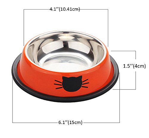 Ciotola per cuccioli Pet Bowl Bowl per gatti Sportsgirl con gatti carini verniciati antiscivolo per cani di piccola taglia (Argento e Arancio)