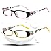 VVDQELLA Computer Reading Glasses, 2 Pair Blue Blocking Reading Glasses for UV Protection Anti Glare Spring Hinges Women & Men (Pink+Yellow, 1.50D)