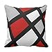 Emvency Set of 4 Throw Pillow Covers Modern Abstract Red Stripes Gray Black White Acrylic Bold Grey Decorative Pillow Cases Home Decor Square 20x20 Inches Pillowcases