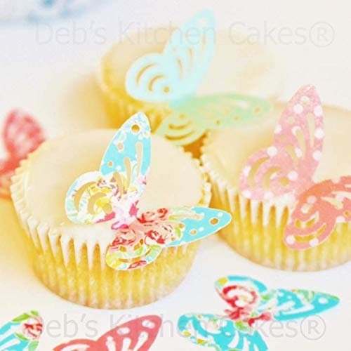 Buy Vintage Cake Decorations Edible Wafer Butterflies Rose Dot Pastel Butterfly Cupcake