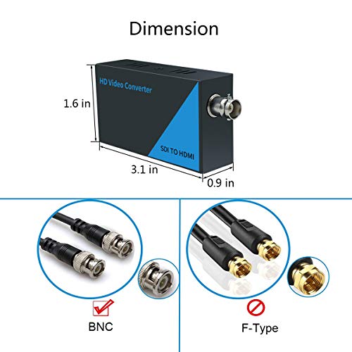 AAO SDI to HDMI Converter Adapter, 3G-SDI/HD-SDI/SD-SDI Auto Format Detection, Full HD 1080P SDI to HDTV Audio, Video & Audio Synchronous Output.