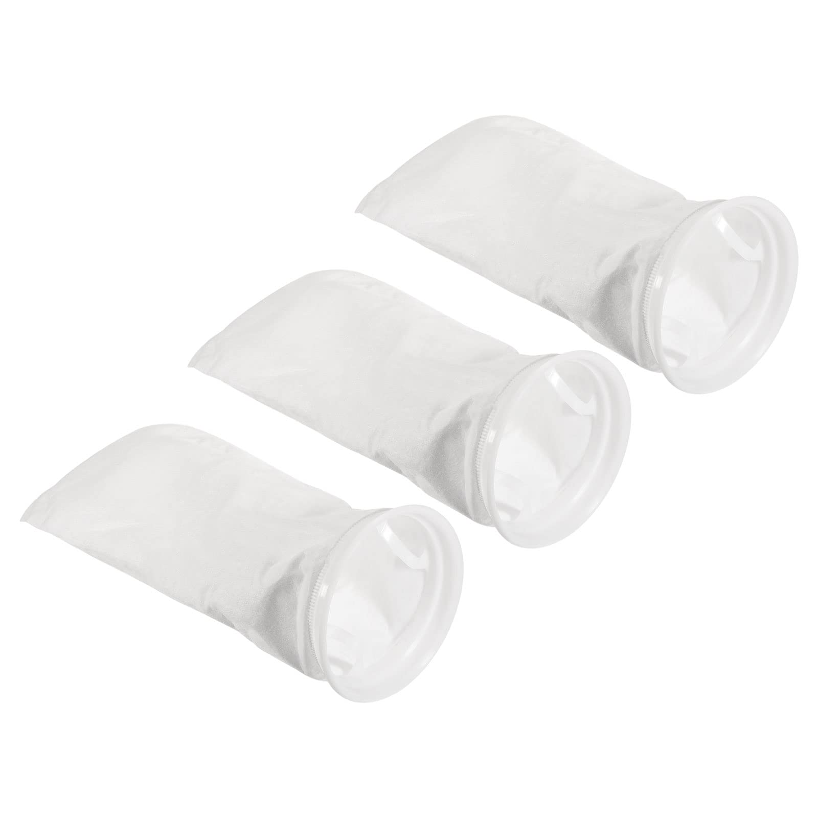 PATIKIL 7 Inch Ring Filter Socks 150 Micron, 3 Pack Mesh Bags Pool Skimmer Basket, White