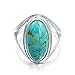 Bling Jewelry 925 Silver Oval Untreated Natural Turquoise Cocktail Ring