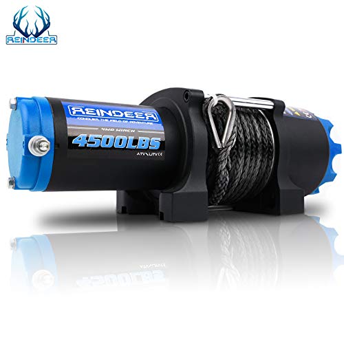 REINDEER 12V Winch 4500 lb Load Capacity Electric Winch Kit Synthetic Rope with Hawse Fairlead Waterproof IP67 with Wireless Remotes - Image 5