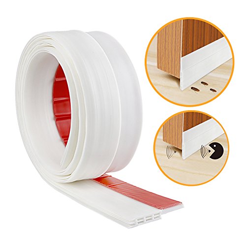 Click Here to See More Images Door Bottom Seal Strip - Self-Adhesive Under Door Sweep Weather Stripping, Anti-Noise, Anti-Bug in White, by SunMon