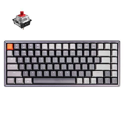 Keychron K2 Wireless Bluetooth/USB Wired TKL Mechanical Keyboard, 84 Keys RGB LED Backlit Red Switch N-Key Rollover, Aluminum Frame for Gaming and Typing