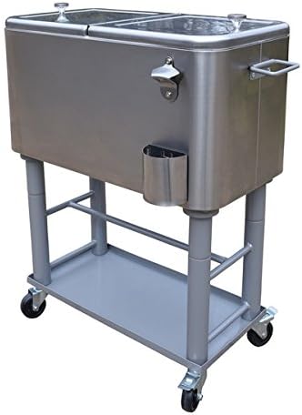 Oakland Living Glacier All-in-1 60 qt. Silver Finished Steel Detachable Cooler Cart