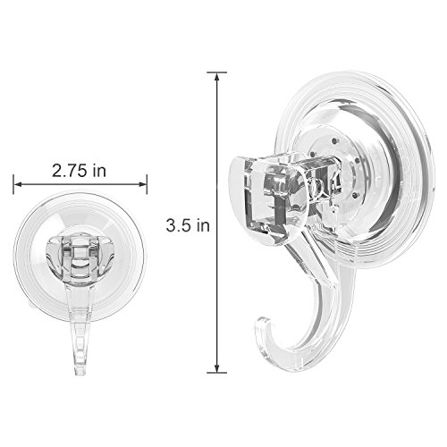 LUXEAR Shower Suction Hooks Heavy Duty Wreath Hanger Suction Cup Hook Holder for Loofah Sponge Bathroom Kitchen Office Towel Key Coat Bag Clear Plastic Damage-free Vacuum Suction Tile Hook Accessories - Thumbnail 2