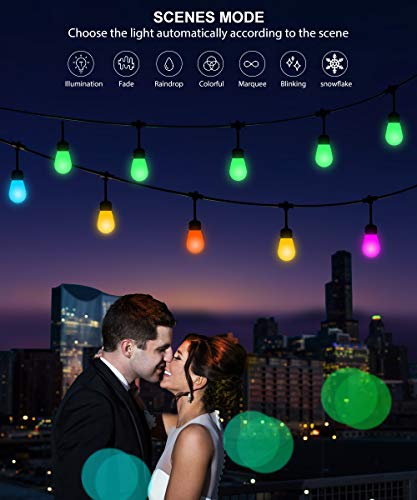 Led String Lights RGB & Warm White DIY APP Controlled Color Changing Hanging Light for Indoor and Outdoor Cafe Patio Commercial Party Holiday Decoration - Waterproof, Sync to Music,22Ft 6Bulbs