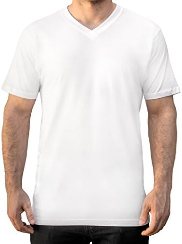 V Neck T Shirts for Men Short Sleeve 100% Cotton Black White S-XL