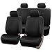 FH-PU002-1115 Classic Exquisite Leather Car Seat Covers, Airbag compatible and Split Bench, Solid Black color