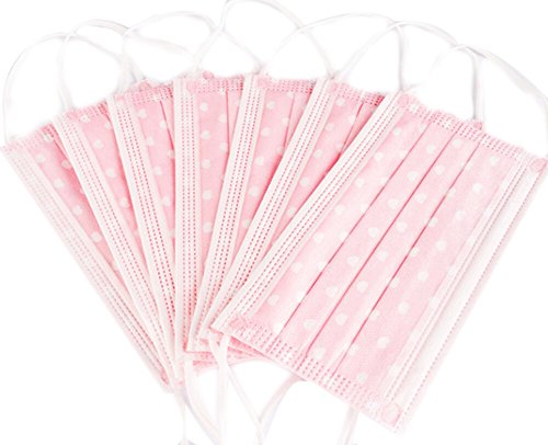 EUBUY Lovely Heart-Shaped Print Ear Loop Disposable Surgical Dust Filter Mouth Cover Beauty Nail Salon Face Mask For Women Lady,Pink (30PCS)