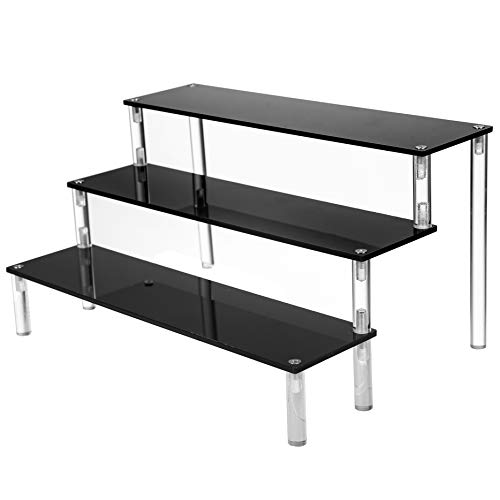 IHOMECOOKER 3 Tier Black Acrylic Display Riser Cupcake Stand Pop Figure Display Shelf for Decoration, Collection, Makeup