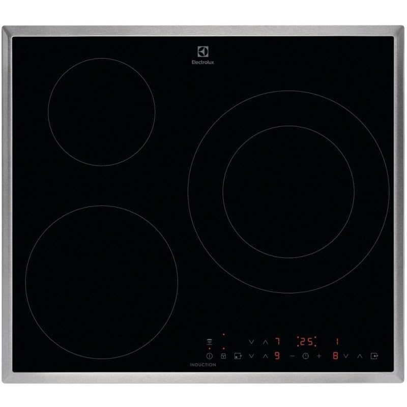 Electrolux LIT6346M Induction Hob, 60 cm, 3 Cooking Zones, Pause Function, 3 Intensity Levels, PowerBoost Function, Fast Heating, Hob2Hood System, Timer, Stainless Steel Frame