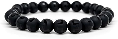 Wrist Beads Semiprecious Stone Bracelet - Real 8mm Matte Black Onyx Gemstones - for Chakra Healing and Balancing, fits Men and Women 7 inch - Adds Boho Charm to Any Outfit, by Orti Jewelry
