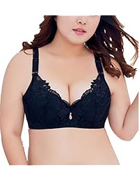 SEA BBOT Sujetador de encaje para dama, tallas grandes, floral, con alambre suave, taza para el día al día