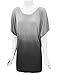 WT1052 Womens Round Neck Short Sleeve Dip-Dye Dolman Top M BLACK