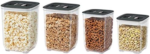 4 Piece Stack N' Store Square Canister Set (Black)