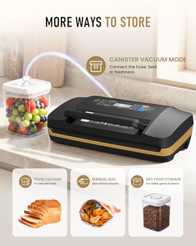 Commercial Vacuum Sealer Machine,95KPa Food Vacuum Sealer Machine,18-in-1 Scelleuse Sous Vide with Double Heat Seal, Dry Moist Damp Modes, Built-in Cutter & Roll Storage,Easy-Lock Handle for Sous Vide