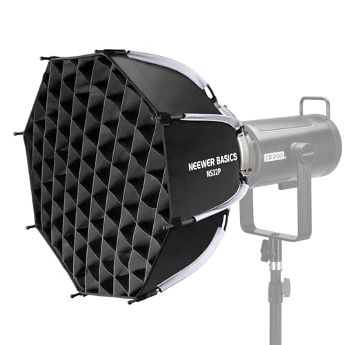 NEEWER BASICS Achteckiges Softbox Set für Studiofotografie Videoaufnahmen Streaming, 45cm Quick Release Octagon Soft Box mit Bowens Mount/Gitter/Licht