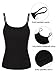 Satinior Women's Cami Camisole Built-In Bra Adjustable Spaghetti Strap Tank Top Padded Cami Tanks (L Size, Black)