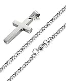 FIBO STEEL Stainless Steel Cross Pendant Chain Necklace for Men Women, 22 Inches