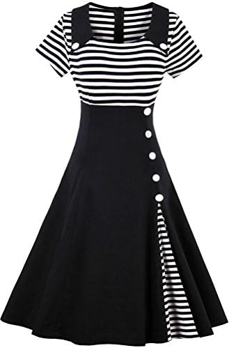Ayli Women's Short Sleeve 1950s Retro Vintage Hollywood Party Large Swing Midi Dress