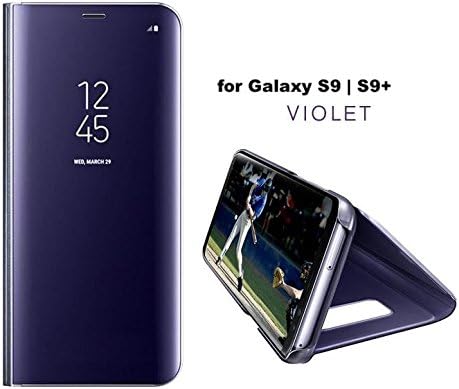 For Samsung Galaxy S9 | S9+, Radjawali Holder Phone Case with Kickstand Mirror View Flip Cover (Purple, S9)
