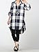 Mordenmiss Women’s Linen Plaid Blouses Loose Button-Down Shirts Roll-up Sleeve Tunic Tops XL Navy Blue