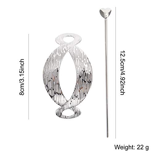 6 Pack Vintage Retro Decorative Metal Silver Hair Sticks Hairpins Shawl Pins Long Forks Chopsticks Clips Barrettes Buns Chignon Holder Hair Styles Circle Star Hollow Fancy Accessories