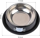 SUOXU Stainless Steel Non-Slip Cat Bowl Set of 3 Black Red Multi-Purpose view 5