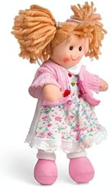 Bigjigs Toys Poppy Doll 28cm Soft Rag Doll White Floral Dress Pink Cardigan view 10